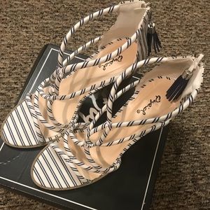 Striped block heels